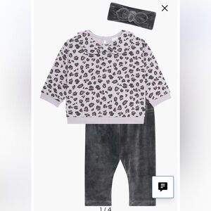 Leopard Print Kids Set - Purple and Gray
